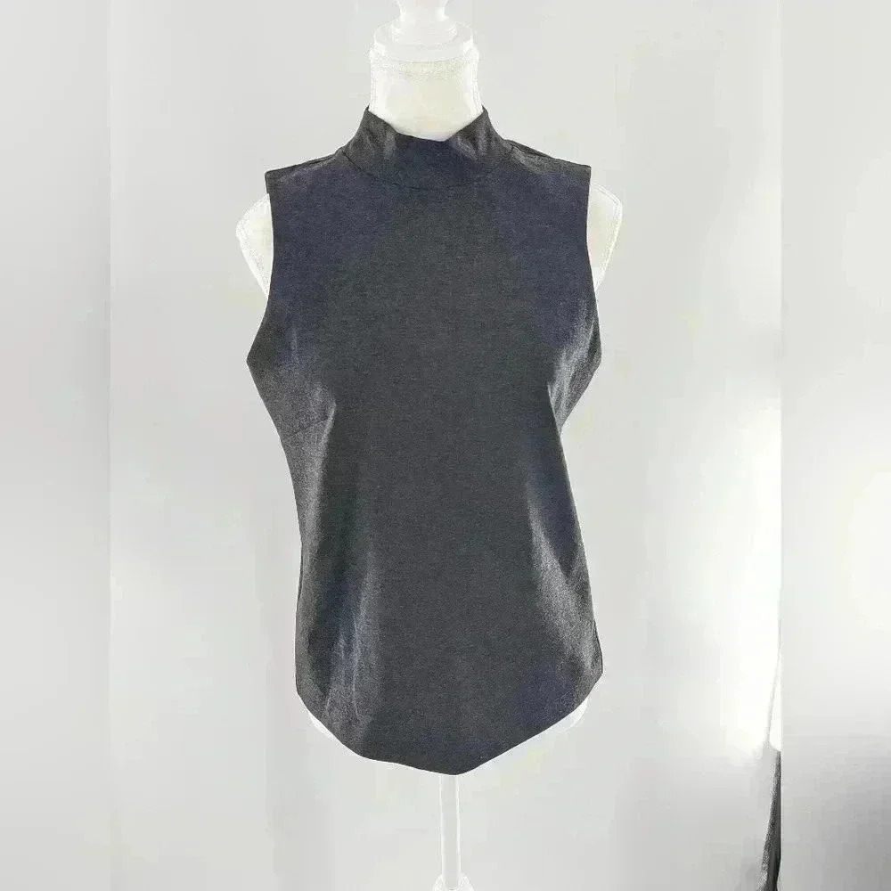 J Crew 365 Mock Neck Sleeveless Top Small Dark Charcoal Gray Business Casual